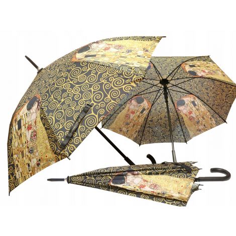 Parasol długi Carmani G. Klimt, Pocałunek (czarne tło)